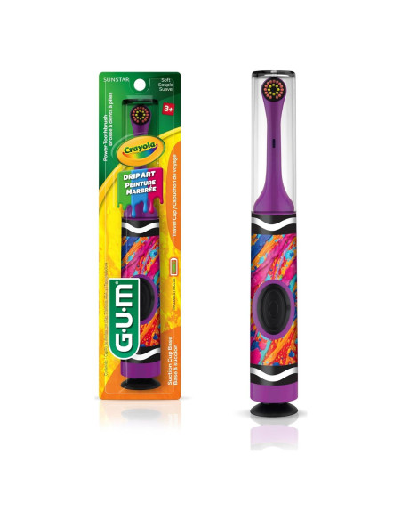 Cepillo de dientes eléctrico GUM Crayola para niños, cerdas suaves