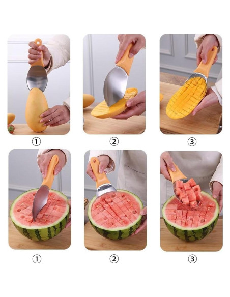 Cortador de Mango JOMIHONEY 2 Pcs Acero Inoxidable Naranja