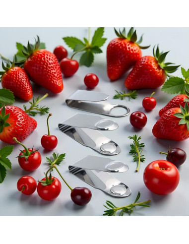 Juego de 2 Descorazonadores de Fresas Tnyvm Acero Inoxidable