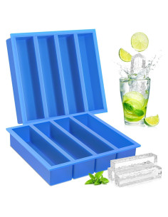 Molde de Hielo Rectangular Moflekja Azul Silicona 2 Piezas