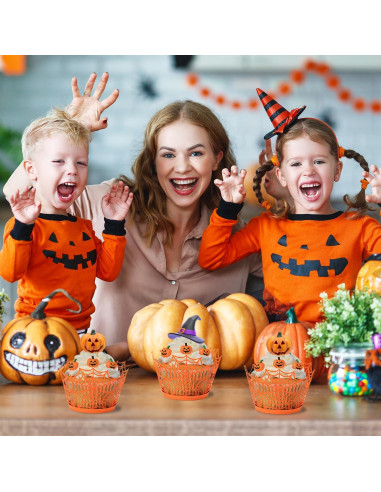 50 Forros de Cupcake de Otoño Pyinkovix Telaraña Naranja