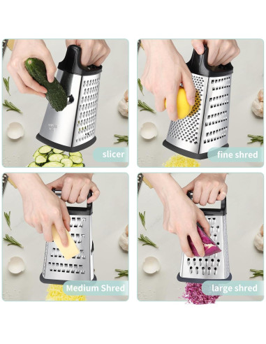 Rallador de Queso Profesional Kaishun Acero Inoxidable 4 Lados