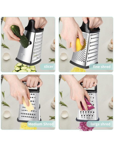 Rallador de Queso Profesional Kaishun Acero Inoxidable 4 Lados