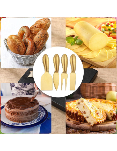 Juego de 4 cuchillos de queso dorados Funnymoom - Acero inoxidable