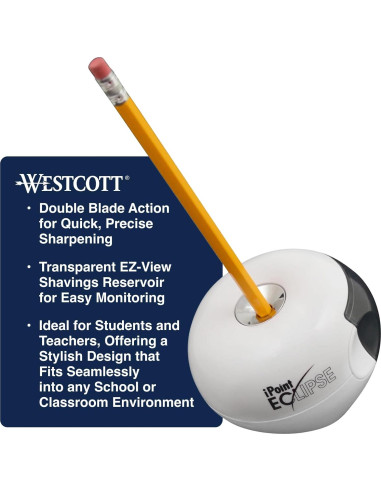 Sacapuntas eléctrico Westcott iPoint Eclipse a batería - 2 cuchillas
