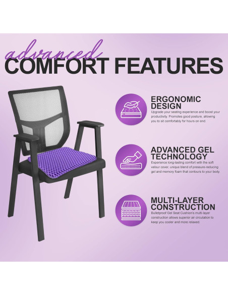 Cojín de Asiento de Gel Bulletproof 40x35 cm Lavable