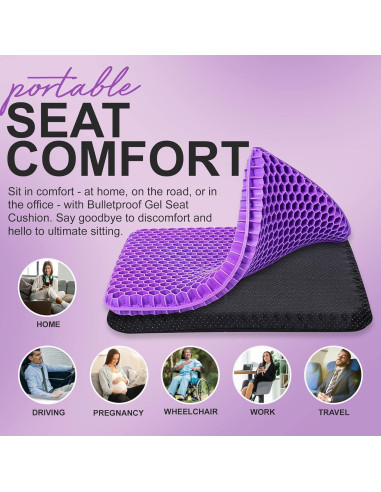 Cojín de Asiento de Gel Bulletproof 40x35 cm Lavable