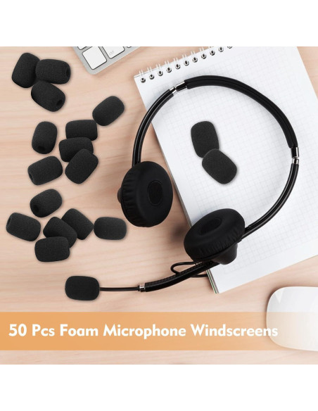 50 Cubiertas de Espuma para Micrófono Lavalier - Negro