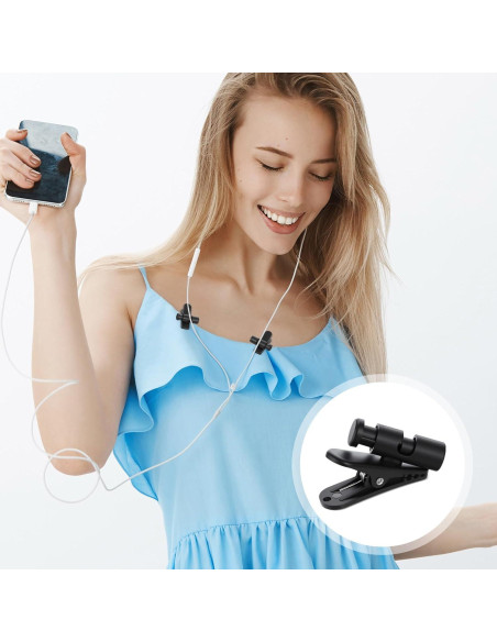 Clips de Cable para Auriculares LXUEJIE - 5 Piezas Negro