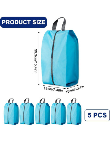 5 Bolsas de Zapatos de Viaje Nylon Impermeable Azul
