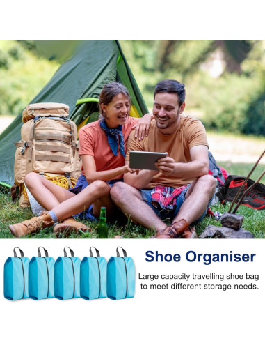 5 Bolsas de Zapatos de Viaje Nylon Impermeable Azul