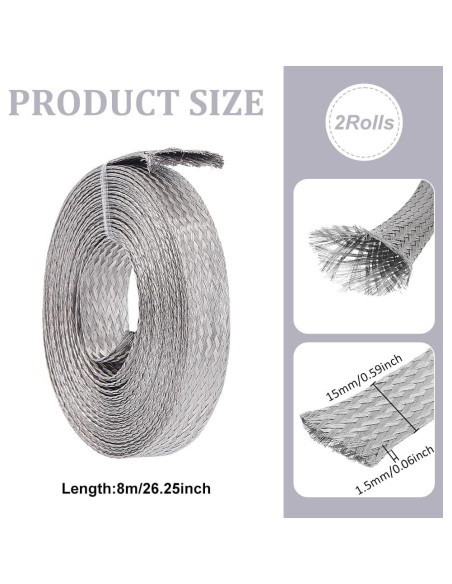 Manga Trenzada de Acero Inoxidable UNICRAFTALE 15 mm x 8 m