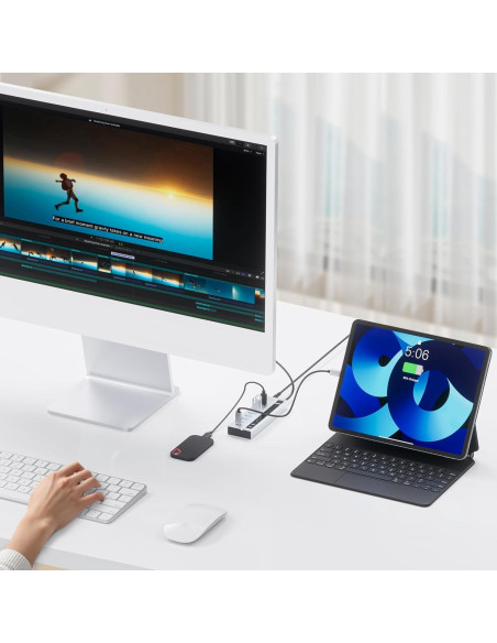 Hub USB C Alimentado PULWTOP 9-en-1 10Gbps 45W Carga PD