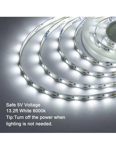 Luces de tira LED a pilas JUNWEN 4m 240 LEDs blanco diurno