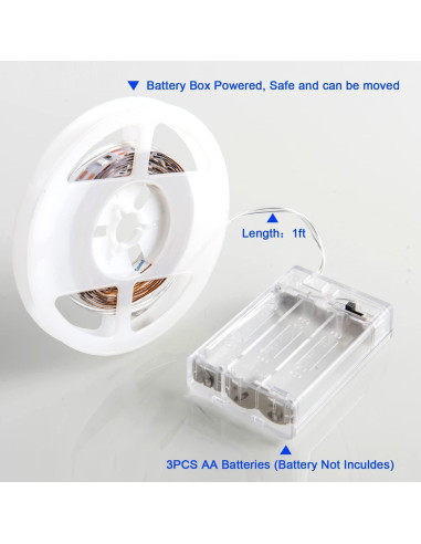 Luces de tira LED a pilas JUNWEN 4m 240 LEDs blanco diurno