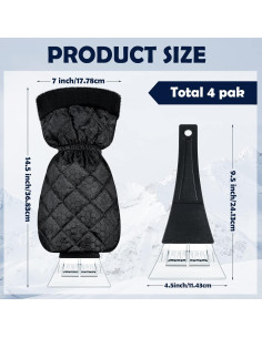 Raspadores de Hielo JaGely 4 Piezas con Guantes Impermeables 2