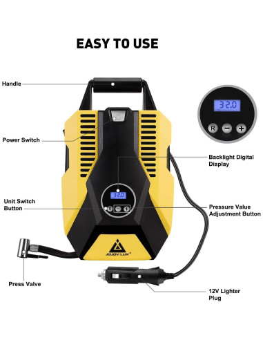 Inflador de Neumáticos Digital JOJOY LUX 12V 150 PSI Portátil