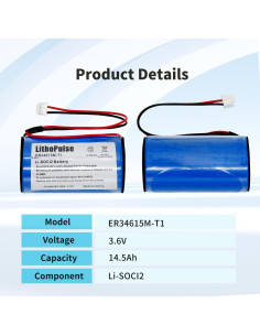 Batería de Litio ER34615M-T1 LithoPulse 3.6V 14.5Ah D 2