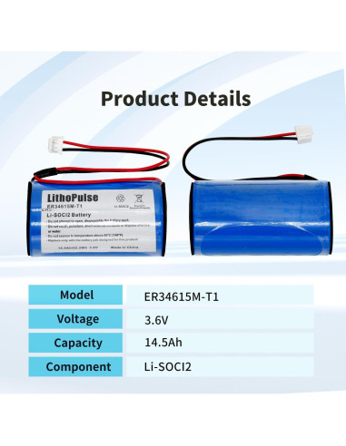 Batería de Litio ER34615M-T1 LithoPulse 3.6V 14.5Ah D