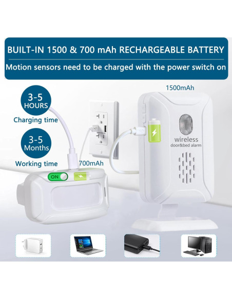 Alarma de cama Nesthao recargable para ancianos y demencia