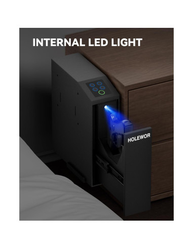Caja Fuerte Biométrica HOLEWOR para Pistolas con Luz LED