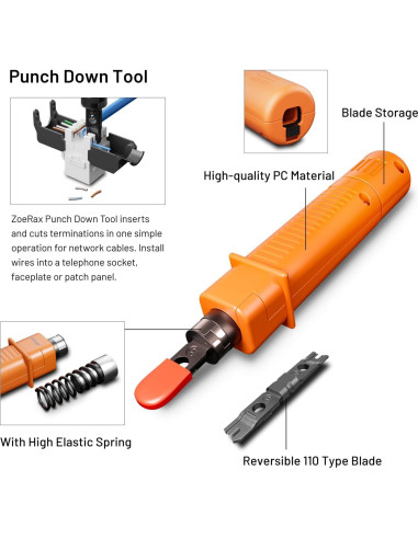 Kit de Herramientas de Red ZOERAX 11 en 1 Crimpadora RJ45