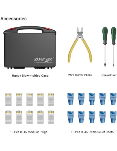 Kit de Herramientas de Red ZOERAX 11 en 1 Crimpadora RJ45