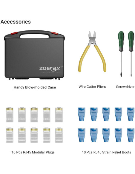 Kit de Herramientas de Red ZOERAX 11 en 1 Crimpadora RJ45