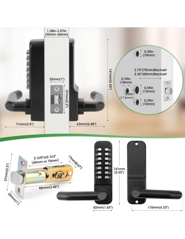 Cerradura de puerta mecánica sin llave ANNFUZ con teclado