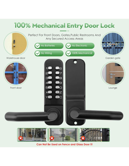 Cerradura de puerta mecánica sin llave ANNFUZ con teclado
