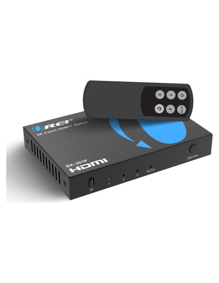 Interruptor HDMI 8K OREI BK-301P 48Gbps con Control Remoto