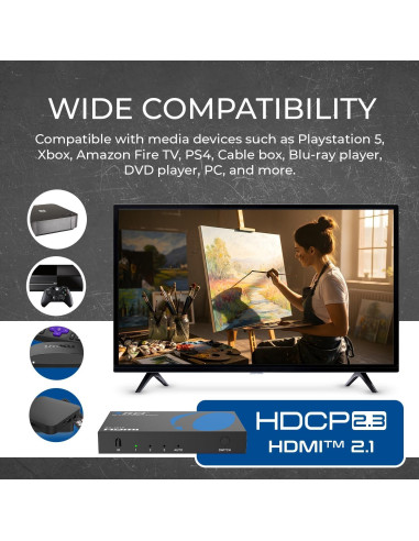 Interruptor HDMI 8K OREI BK-301P 48Gbps con Control Remoto