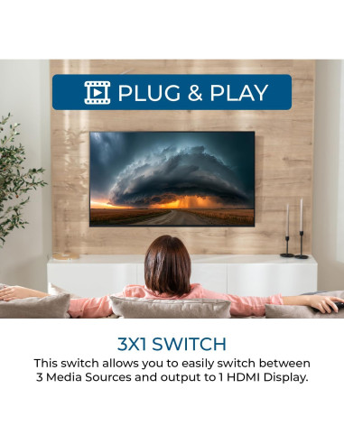 Interruptor HDMI 8K OREI BK-301P 48Gbps con Control Remoto