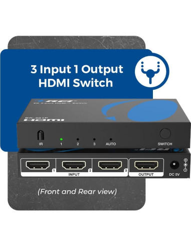 Interruptor HDMI 8K OREI BK-301P 48Gbps con Control Remoto