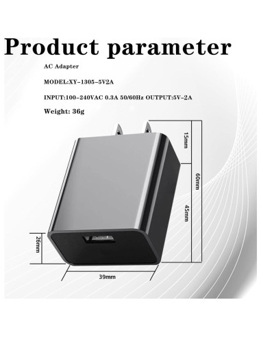 Cargador de Pared USB 5V 2A con Cable Tipo-C - Shenzhen XY-1304