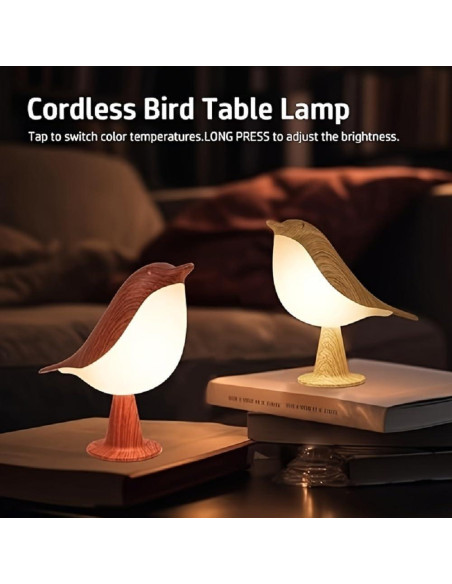 Lámpara de Mesa Recargable Deogos Bird - Luz Nocturna Táctil