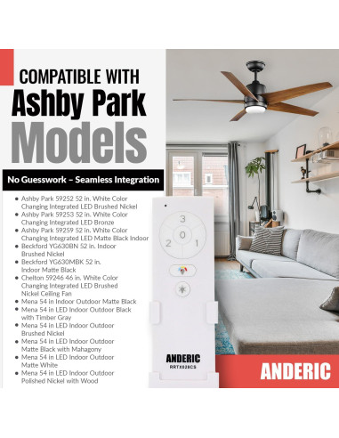 Control Remoto Anderic RRTX028C-S para Ventilador de Techo