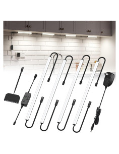 AIBOO Iluminación Bajo Gabinete 12W CCT Regulable Kit 4 Barras