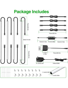 AIBOO Iluminación Bajo Gabinete 12W CCT Regulable Kit 4 Barras 2