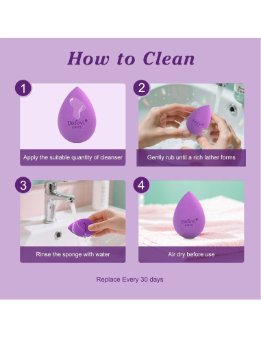 Juego de Esponjas de Maquillaje Unfovi 7 Piezas Sin Látex