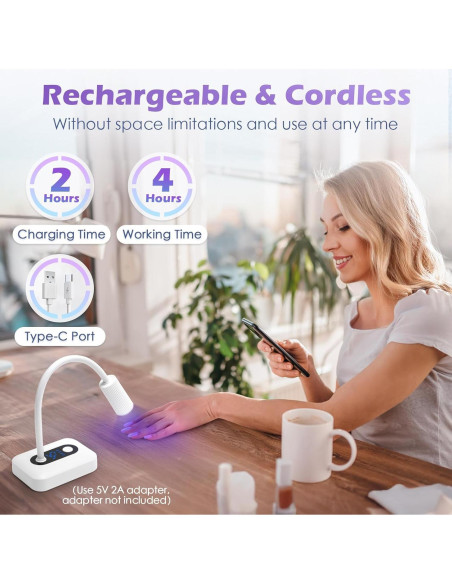 Lámpara de Uñas UV LED Madenia Inalámbrica 360 3 Temporizadores