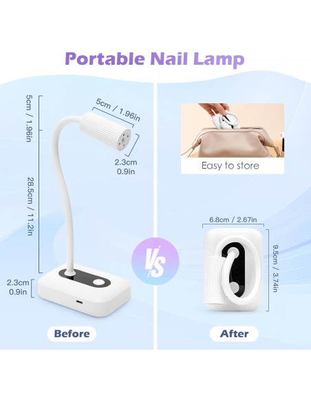 Lámpara de Uñas UV LED Madenia Inalámbrica 360 3 Temporizadores