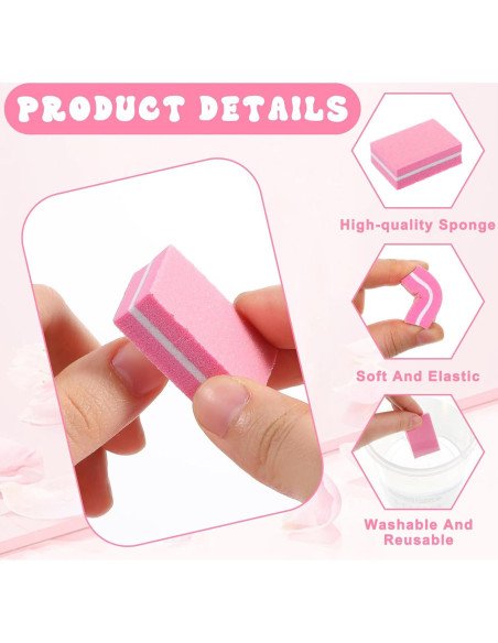 Bloques de Pulido de Uñas Simarro 50 Piezas Rosa 3.5x2.5cm