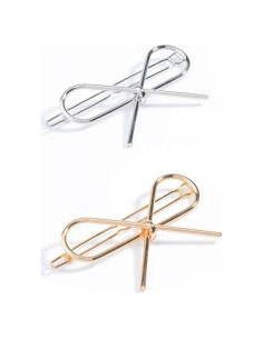 Clip para Cabello de Metal AKOAK Lazo Dorado y Plateado 2 Pzas
