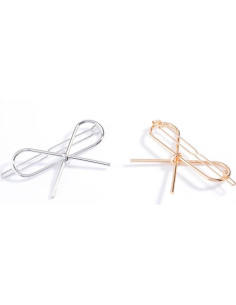 Clip para Cabello de Metal AKOAK Lazo Dorado y Plateado 2 Pzas 2