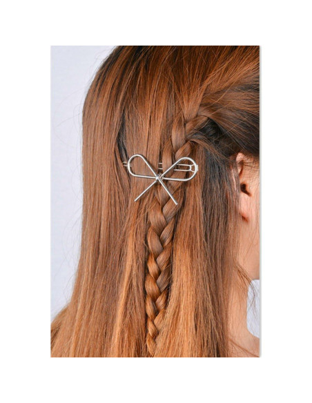 Clip para Cabello de Metal AKOAK Lazo Dorado y Plateado 2 Pzas