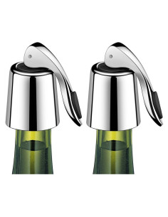 Juego de 2 Tapones de Vino ERHIRY Acero Inoxidable con Silicona