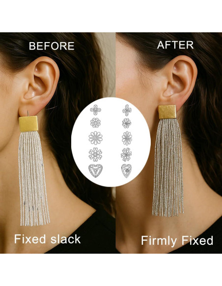 Soportes de Pendientes Alta Resistencia hooppoo - 5 Pares Plata