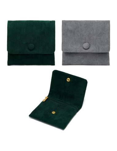 Bolsos de Joyas Pequeños WSXBAGY Terciopelo Gris y Verde 10.16cm