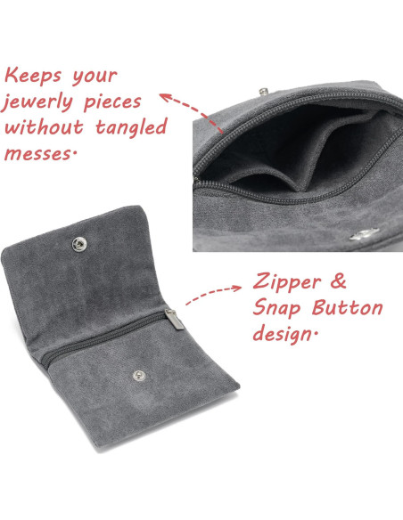 Bolsos de Joyas Pequeños WSXBAGY Terciopelo Gris y Verde 10.16cm
